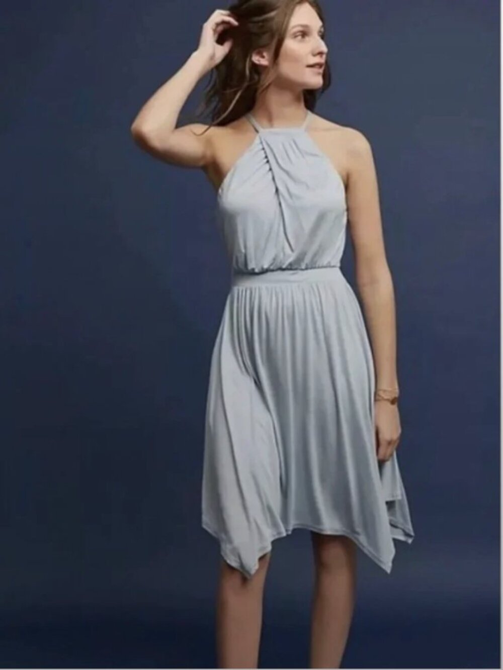 Moulinette Soeurs Anthropologie Rochelle Sky Blue Halter Dress Women’s Size XL